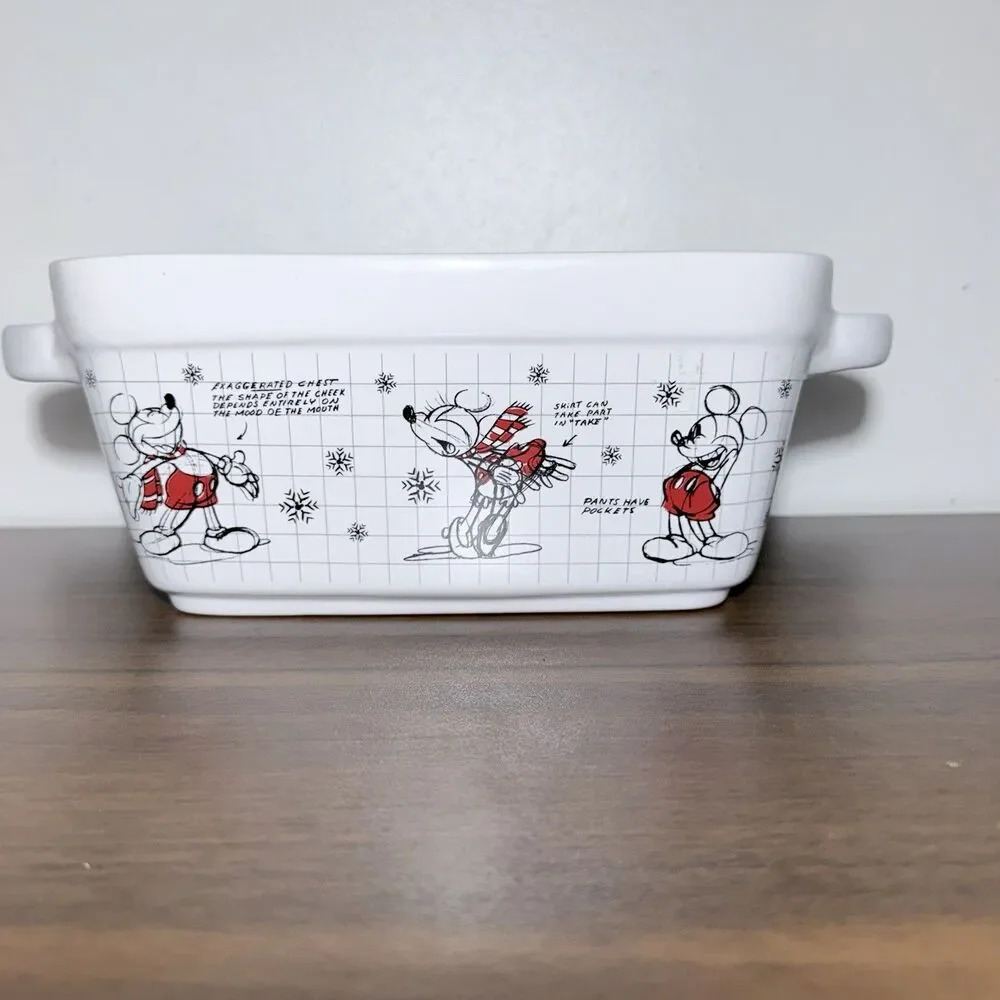 Disney Mickey Minnie Mouse Sketchbook Christmas Loaf Pan Bread 9X 5 X 4